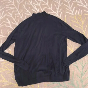 Paul James Wolf and badger cotton mock turtleneck navy L